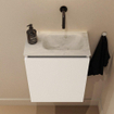 MONDIAZ TURE-DLUX Meuble toilette - 40cm - Talc - EDEN - vasque Opalo - position droite - sans trou de robinet SW1104121