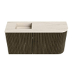 Mondiaz JOYA-DLUX Meuble de salle de bains - 81,6 cm - arrondi droit couleur Shadow - Vasque FAYE position Gauche Sans trou de robinet couleur Meli SW1424903