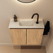 MONDIAZ TURE-DLUX Meuble toilette - 60cm - Washed Oak - EDEN - vasque Ostra - position centrale - 1 trou de robinet SW1105127