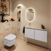 MONDIAZ TURE-DLUX meuble de toilette 100cm Cale. EDEN lavabo Frappe position gauche. Sans trou de robinet. SW1102655