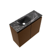MONDIAZ TURE-DLUX Meuble de toilettes 60cm brun rustique. EDEN lavabo Lava position gauche. Sans trou de robinet. SW1103983