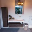 Mondiaz ALAN-DLUX Ensemble de meuble de salle de bain - 130x46cm - 2 tiroirs - vasque suspendue - sans trous de robinetterie - 2 à droite - Dark Brown (chêne foncé) SW1159443