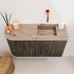 Mondiaz JOYA-DLUX 71.6cm meuble de toilette - arrondi gauche couleur Shadow - Vasque FAYE position Droite Sans trou de robinet couleur Arena SW1424825