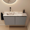 MONDIAZ TURE-DLUX Meuble de toilette 80cm Smoke. Lavabo EDEN Glace position gauche. Sans trou de robinet. SW1103552