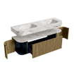 MONDIAZ THOR-DLUX 150cm meuble de salle de bains arrondi gauche + droite couleur Dusk avec 1 tiroir et 2 portes. Vasque suspendue CLOUD Double sans trou de robinet couleur Glace. SW1464529