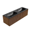 MONDIAZ KURVE-DLUX 150cm Meuble salle de bain - couleur Walnut - 2 tiroirs - vasque STOR SMALL double - sans trou de robinet - couleur Lava SW1137290