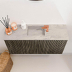 Mondiaz JOYA-DLUX Meuble de salle de bains 80cm - couleur Shadow - Vasque FAYE position Milieu 1 trou de robinet couleur Glace. SW1426213