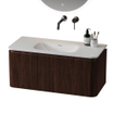 Saniclass Terra Edge Wastafelonderkast- 100cm - ribbel - 2 lades - afgeronde hoeken - kastanje (walnoot) SW1449113