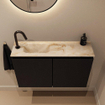 MONDIAZ TURE-DLUX Meuble toilette - 80cm - Urban - EDEN - vasque Frappe - position gauche - 1 trou de robinet SW1102650