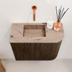Mondiaz JOYA-DLUX 51.6cm toiletmeubel - ronding rechts kleur Walnut - Wastafel FAYE positie Links Zonder kraangat kleur Arena. SW1424351