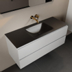 Mondiaz AIVY Ensemble de meuble - 120x45x50cm - 0 trous de robinet - 1 vasque Urban Solid surface - Centre - 2 tiroirs - avec miroir - MDF Talc SW892164