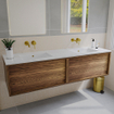 Saniclass Holz Frame Meuble sous-vasque - 160x45x40cm - 2 tiroirs - Walnut pure SW1420780