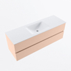 MONDIAZ VICA Ensemble meuble de salle de bains - 140cm - meuble bas rosee - 2 tiroirs - lavabo cloud central - sans trous de robinet - version haute 60cm - talc SW1083497