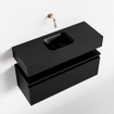 MONDIAZ ANDOR Meuble WC - 80x30x30cm - 0 trous de robinet - 1 tiroir - urban mat - lavabo central - Solid surface - Noir SW474423