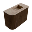 Mondiaz JOYA-DLUX Meuble de salle de bains - 51,6cm - arrondi gauche couleur Walnut - Vasque FAYE position Droite Sans trou de robinet couleur Saba SW1424656