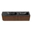 MONDIAZ KURVE-DLUX 175cm Meuble salle de bain avec module 25 G - couleur Walnut - 2 tiroirs - 1 porte - vasque STOR SMALL double / droite - sans trou de robinet - couleur Lava SW1137287