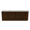 Mondiaz JOYA-DLUX Meuble de salle de bains - 111,6cm - arrondi droit couleur Walnut - Vasque FAYE position Gauche Sans trou de robinet couleur Opalo. SW1422546