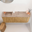 Mondiaz JOYA-DLUX Meuble de toilette 101,6 cm - arrondi droit couleur Chêne - Vasque FAYE position Gauche 1 trou de robinet couleur Arena. SW1423927