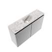 MONDIAZ TURE-DLUX Meuble toilette - 80cm - Plata - EDEN - vasque Glace - position centrale - 1 trou de robinet SW1103438