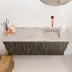 Mondiaz JOYA-DLUX Meuble de salle de bains 90cm - couleur Shadow - Vasque FAYE position Droite Sans trou de robinet couleur Glace SW1422766