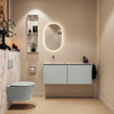 MONDIAZ TURE-DLUX Meuble toilette - 120cm - Greey - EDEN - vasque Glace - position gauche - sans trou de robinet SW1103303