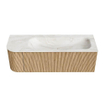 MONDIAZ KURVE-DLUX 135cm Meuble salle de bain avec module 25 G - couleur Oak - 1 tiroir - 1 porte - vasque BIG MEDIUM droite - sans trou de robinet - couleur Ostra SW1137730