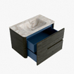 Mondiaz CIRO-DLUX Meuble de salle de bains - 80x45x50cm - Plan vasque solid surface Frappe - 1 vasque au milieu - sans trous de robinetterie - 2 tiroirs - Shadow SW1531991