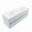 Mondiaz VICA-DLUX ensemble de meuble de salle de bain - 130cm - meuble sous-vasque argile - 4 tiroirs - lavabo encastré nuage double - 2 trous de robinet - version haute de 60cm - ostra SW1086244