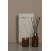 Wellmark gifset geurstokjes & kaars - cedarwood - amber - 220gr - 200ml - tekst: just relax & smells like home SW1204447