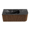 MONDIAZ KURVE-DLUX 115cm Meuble salle de bain avec module 25 D - couleur Walnut - 1 tiroir - 1 porte - vasque BIG SMALL gauche - 1 trou de robinet - couleur Lava SW1137247