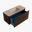 Mondiaz CIRO-DLUX Meuble de salle de bains - 110x45x50cm - Plan-vasque Solid Surface Saba - 1 lavabo au milieu - 1 trou de robinetterie - 2 tiroirs - Noyer SW1530663