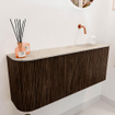 Mondiaz JOYA-DLUX 101.6cm meuble de salle de bains - arrondi gauche couleur Walnut - Vasque FAYE position droite Sans trou de robinet couleur Frappe. SW1422319