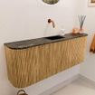 Mondiaz JOYA-DLUX 113.2cm toiletmeubel - ronding links en rechts kleur Oak - Wastafel FAYE positie Midden Zonder kraangat kleur Lava. SW1422138