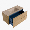 Mondiaz CIRO-DLUX Badkamermeubelset - 100x45x50cm - Solid surface wastafel Saba - 1 wasbak Midden - 1 kraangat - 2 lades - Oak SW1531172