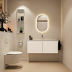 MONDIAZ TURE-DLUX 120cm meuble WC Talc. EDEN lavabo Opalo position milieu. Sans trou de robinet. SW1104141