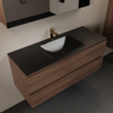 Mondiaz AIVY Ensemble de meuble - 120x45x50cm - 1 trou de robinet - 1 vasque Urban Solid surface - Centre - 2 tiroirs - avec miroir - Melamine Mocha SW892432