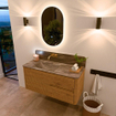 Mondiaz CIRO-DLUX Badkamermeubelset - 110x45x50cm - Solid surface wastafel Oza - 1 wasbak Links - zonder kraangaten - 2 lades - Oak SW1531160