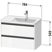 Duravit Ketho 2 meuble sous-vasque avec 2 tiroirs pour vasque à droite 78,4x45,5x54,9 cm avec poignées anthracite Linnen mat SW773073