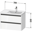 Duravit Ketho 2 wastafelonderbouwkast met 2 laden voor waskom rechts 78.4x45.5x54.9cm met grepen antraciet betongrijs mat SW771975