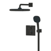 Grohe Precision Ensemble de douche complet - douchette de 11 cm - 2 types de jets - tête de douche 25 cm - mitigeur de douche encastré thermostatique - carré - avec inverseur - noir mat. SW1126884