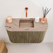 Mondiaz JOYA-DLUX 63.2cm toiletmeubel - ronding links en rechts kleur Dusk - Wastafel FAYE positie Midden Zonder kraangat kleur Arena. SW1425794