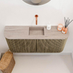 Mondiaz JOYA-DLUX 93.2cm toiletmeubel - ronding links en rechts kleur Dusk - Wastafel FAYE positie Midden Zonder kraangat kleur Saba. SW1426101