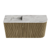 Mondiaz JOYA-DLUX Meuble de salle de bains 81,6cm - arrondi droit couleur Dusk - Vasque FAYE position Gauche Sans trou de robinet couleur Glace SW1423183