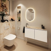 MONDIAZ TURE-DLUX 100cm toiletmeubel Talc. EDEN wastafel Frappe positie links. Met 1 kraangat. SW1102601