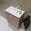 MONDIAZ TURE Kit lave-mains - 40x23x50cm - 1 trou de robinet - 1 porte - fumée mate - Lavabo à gauche - Solid Surface Blanc SW474948