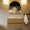 Mondiaz VICA-DLUX Ensemble de meuble de salle de bain - 80cm - meuble sous-vasque oro - 2 tiroirs - lavabo encastré cloud milieu - 1 trou de robinet - version haute de 60cm - ostra SW1085614