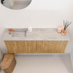 Mondiaz JOYA-DLUX 100cm toiletmeubel - kleur Oak - Wastafel FAYE positie Links 1 kraangat kleur Glace. SW1421996