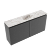 MONDIAZ TURE-DLUX Meuble toilette - 100cm - Dark Grey - EDEN - vasque Glace - position centrale - sans trou de robinet SW1103236