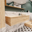 Mondiaz LUSH Meuble salle de bains avec 1 tiroir lavabo BARCO 150x30x45cm Droite 1 trou de robinet Washed oak SW409568