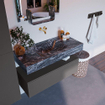 Mondiaz ALAN-DLUX Ensemble de meuble - 100cm - meuble Dark grey mat - 1 tiroir - Lavabo Cloud Lava suspendu - vasque Centre - 0 trous de robinet SW808117